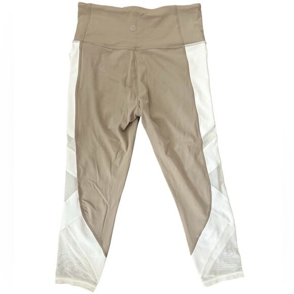 Athleta Exhale Mesh Capri Athletic Leggings Beige White Size S Activewear Yoga - Picture 3 of 14